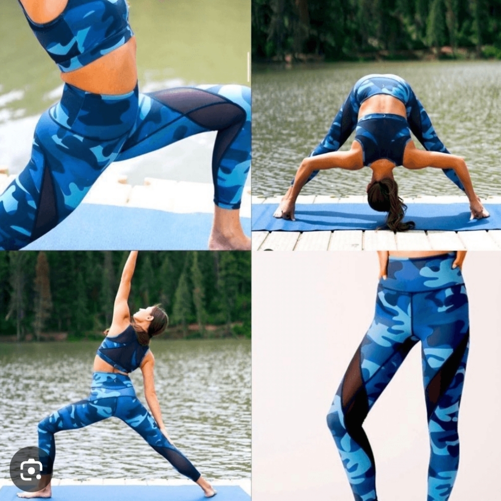 Zyia Active Blue Camo Light N Tight Mesh Leggings 7/8 8-10
